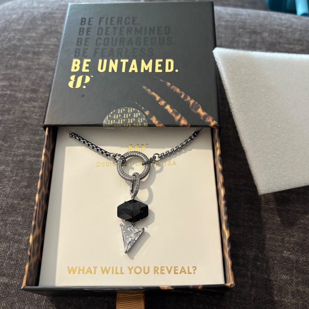Bomb Party BP Be Untamed Falling With Purpose Necklace Onyx Sandstone Hematite